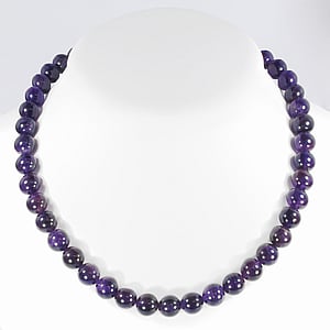 Stone necklace Stainless Steel Amethyst nylon