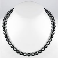 Stone necklace out of Stainless Steel with Hematite and nylon. Cross-section:10mm.