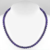 Stone necklace out of Stainless Steel with Amethyst and nylon. Cross-section:6mm.