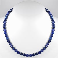 Stone necklace out of Stainless Steel with Lapis Lazuli and nylon. Cross-section:8mm.