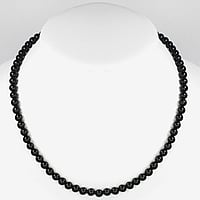 Stenen ketting uit Staal met Zwarte onyx en Nylon. Doorsnede:6mm.