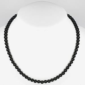 Stenen ketting Staal Zwarte onyx Nylon