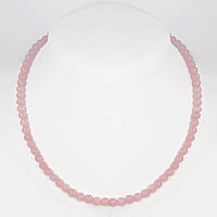 Stenen ketting uit Staal met Rozenkwarts en Nylon. Doorsnede:6,5mm.