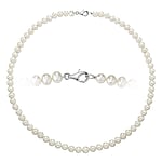 Pearl necklace out of Silver 925 with Fresh water pearl. Cross-section:7mm.