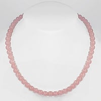 Stone necklace out of Stainless Steel with Rose quartz and nylon. Cross-section:8mm.