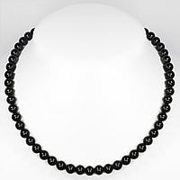 Stone necklace out of Stainless Steel with Black onyx and nylon. Cross-section:8mm.