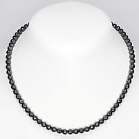 Stone necklace out of Stainless Steel with Hematite and nylon. Cross-section:6mm.