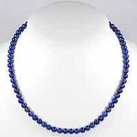 Stone necklace out of Stainless Steel with Lapis Lazuli and nylon. Cross-section:6mm.