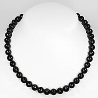 Stone necklace out of Stainless Steel with Black onyx and nylon. Cross-section:10mm.