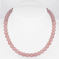 Stone necklace out of Stainless Steel with Rose quartz and nylon. Cross-section:10mm.