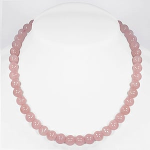 Stone necklace Stainless Steel Rose quartz nylon