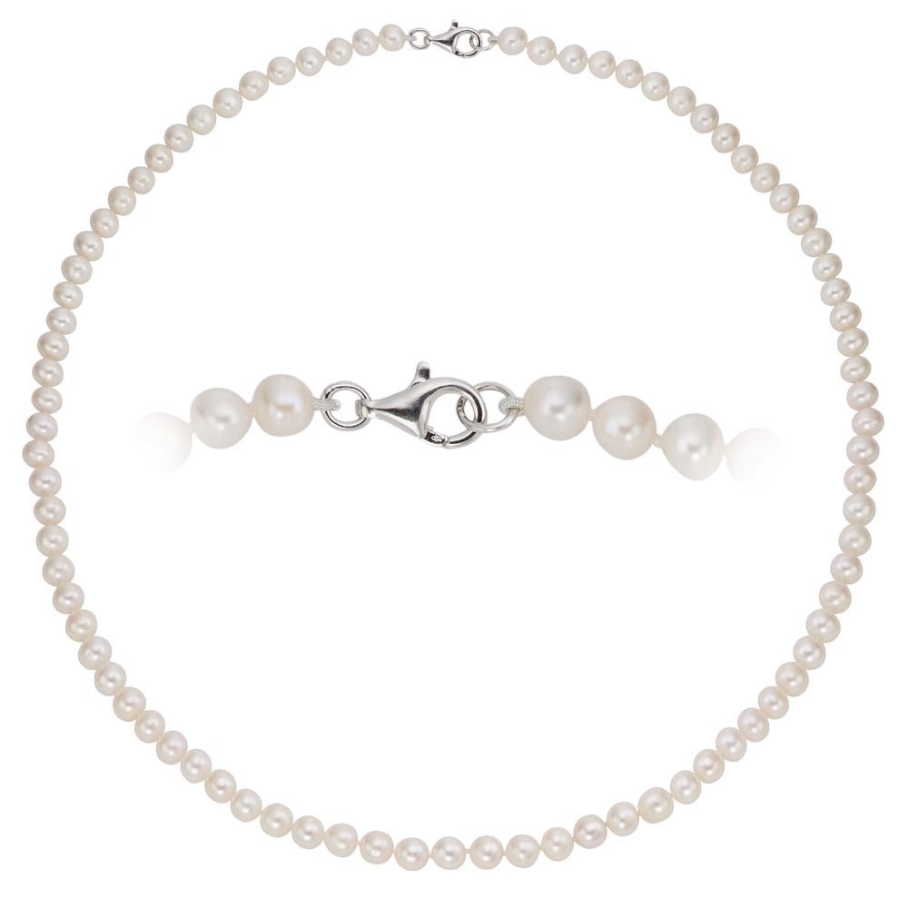 Pearl necklace out of Silver 925 with Fresh water pearl. Cross section 7mm