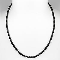 Stenen ketting met Zwarte onyx en Nylon. Doorsnede:6mm.