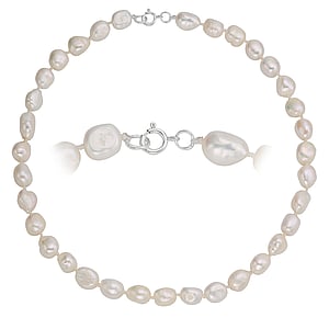 Collar con perlas Perla de agua dulce Cobre con revestimiento de plata