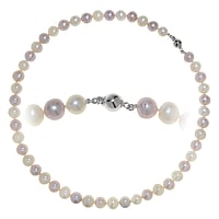 Perlen Halskette aus Silber 925 mit Ssswasserperle. Querschnitt :ca,8mm.