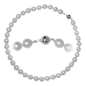 Collar con perlas Perla de agua dulce Plata 925