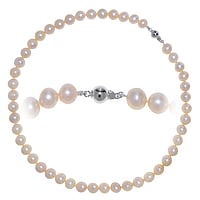 Pearl necklace out of Silver 925 with Fresh water pearl. Cross-section:ca,8mm.