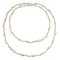 Pearl necklace out of Glass and Cotton with Mother of Pearl and Fresh water pearl. Length:150cm. Width:15mm.