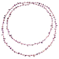 Pearl necklace out of Glass with Amethyst, Fresh water pearl and Silk. Length:157cm. Width:ca,10mm.