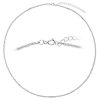 Stein Halskette aus Silber 925 mit Mondstein. Lnge:41-46cm. Querschnitt :2mm. Lnge verstellbar. Glnzend.