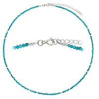 Stone necklace out of Silver 925 with Blue apatite. Length:41-46cm. Cross-section:2mm. Adjustable length. Shiny.