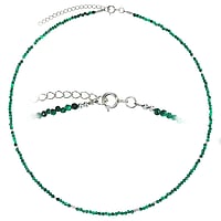 Chane de pierres en Argent 925 avec Malachite. Longueur:40,5-45,5cm. Coupe transversale :2mm. Longueur ajustable. brillant.