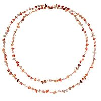 Stein Halskette aus Glas und Baumwolle mit Süsswasserperle und Karneol. Länge:150cm. Breite:ca,6mm.