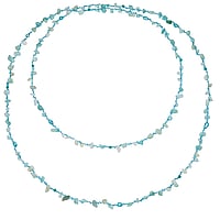 Stone necklace out of Glass and Cotton with Fresh water pearl and Amazonite. Length:150cm. Width:6mm-7mm.