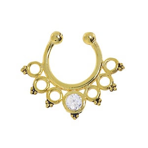 Nose clip Silver 925 Gold-plated Crystal