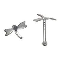 Piercing per naso d'argento Lunghezza:6,5mm. Sezione:0,6mm. Larghezza:5,5mm.  Libellula