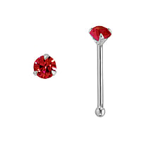 Silver nose piercing with Crystal. Length:6,5mm. Cross-section:0,6mm. Diameter:2,15mm. Stone(s) are fixed in setting.