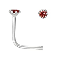 Silver nose piercing with Crystal. Length:6,5mm. Cross-section:0,7mm. Diameter:2,1mm. Stone(s) are fixed in setting.