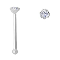 Silver nose piercing with Crystal. Length:6,5mm. Cross-section:0,6mm. Diameter:2,1mm. Stone(s) are fixed in setting.