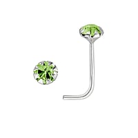 Zilveren Neus Piercing met Kristal. Lengte:6,5mm. Doorsnede:0,7mm. Diameter:2,5mm. Steen/stenen met vatting gefixeerd.