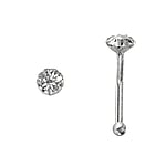 Silver nose piercing with Crystal. Length:6,5mm. Cross-section:0,6mm. Diameter:2,5mm. Stone(s) are fixed in setting.