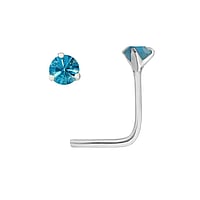 Silver nose piercing with Crystal. Length:6,5mm. Cross-section:0,7mm. Diameter:2,1mm. Stone(s) are fixed in setting.
