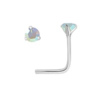 Zilveren Neus Piercing met Kristal. Lengte:6,5mm. Doorsnede:0,7mm. Diameter:2,1mm. Steen/stenen met vatting gefixeerd.