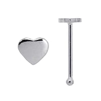 Silver nose piercing Length:6,5mm. Cross-section:0,6mm. Width:3mm. Shiny.  Heart Love