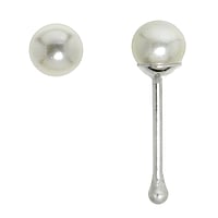 Piercing de nariz de plata con Perla sinttica. Longitud:6,5mm. Corte transversal:0,6mm. Dimetro:3,3mm.