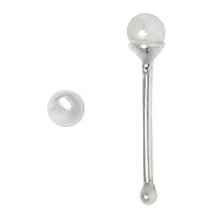 Silver nose piercing with Synthetic Pearls. Length:6,5mm. Cross-section:0,6mm. Diameter:1,5mm.