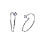 Nose ring out of Silver 925 with Crystal. Cross-section:0,7mm. Diameter:10mm. Shiny.