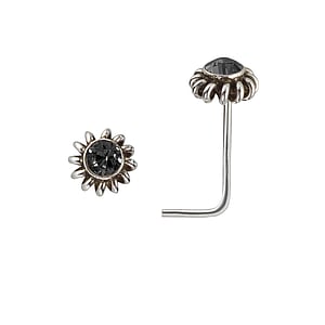 Silber Nasenpiercing Silber 925 Kristall Spirale Blume