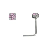 Silber Nasenpiercing mit Kristall. Lnge:6,5mm. Querschnitt :0,7mm. Durchmesser:1,8mm. Stein(e) durch Fassung fixiert.