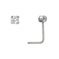 Silver nose piercing with Crystal. Length:6,5mm. Cross-section:0,7mm. Diameter:1,8mm. Stone(s) are fixed in setting.