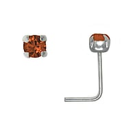 Zilveren Neus Piercing met Kristal. Lengte:6,5mm. Doorsnede:0,7mm. Diameter:2,2mm. Steen/stenen met vatting gefixeerd.