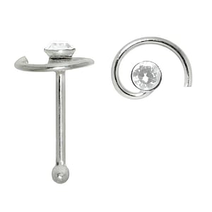 Piercing de nariz de plata Plata 925 Cristal Espiral