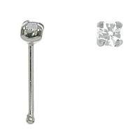 Silver nose piercing with Crystal. Length:6,5mm. Cross-section:0,6mm. Width:2mm. Stone(s) are fixed in setting.