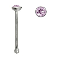 Silver nose piercing with Crystal. Length:6,5mm. Cross-section:0,6mm. Diameter:1,8mm.