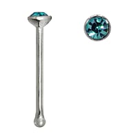 Silber Nasenpiercing mit Kristall. Lnge:6,5mm. Querschnitt :0,6mm. Durchmesser:1,8mm.