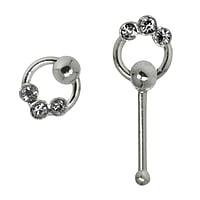 Zilveren Neus Piercing met Kristal. Lengte:6,5mm. Doorsnede:0,6mm. Breedte:5mm.  eeuwig oneindig oneindigheid eindeloos eindeloosheid eeuwigheid lemniscaat liggende acht 8